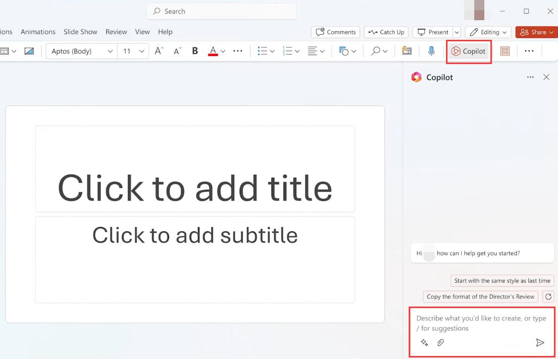 How to Use Copilot in PowerPoint - Access Feature
