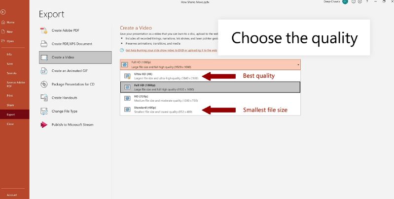 Turn a PowerPoint into a Video within Microsoft Office - Step 2