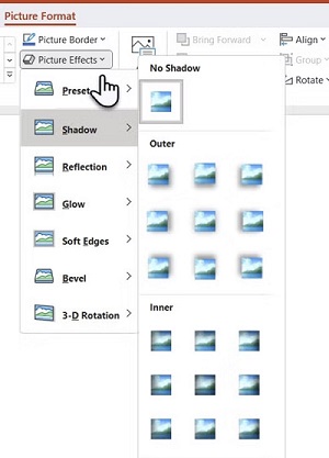 How to Add Drop Shadow in PowerPoint with Picture Effects