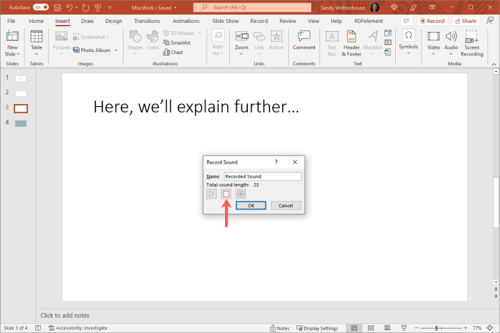 Stop Recording Audio in PowerPoint