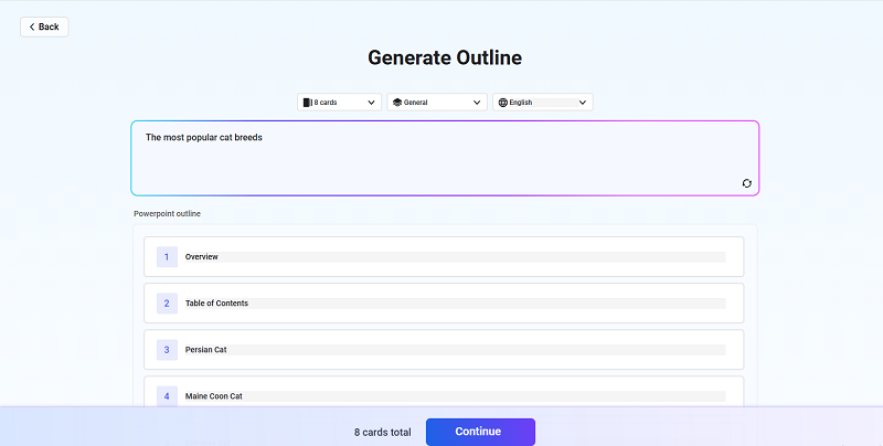 Review AI Outline of the Slideshow Generation