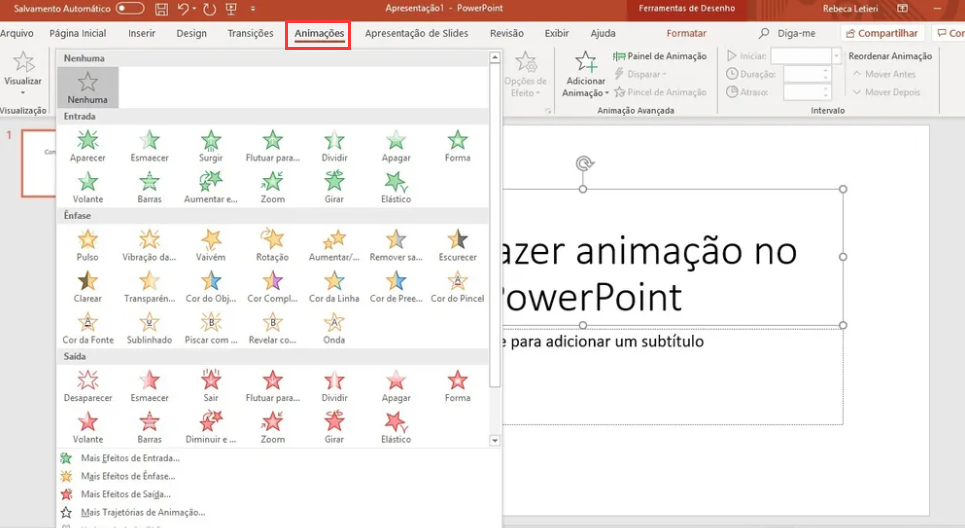 escolher Animação
