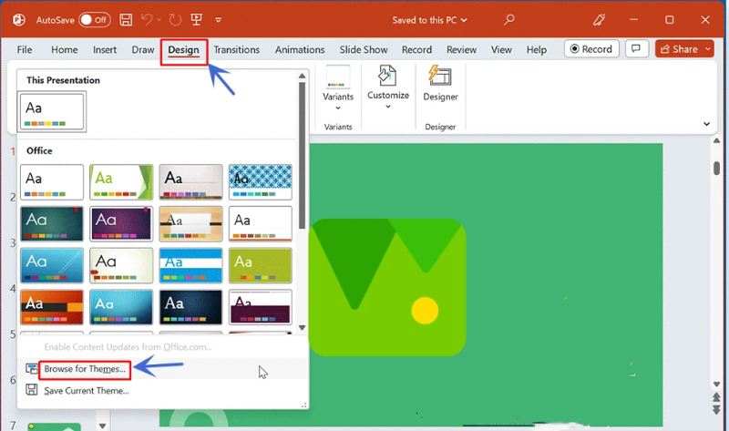 How to Apply New Theme to Exsiting Presentation