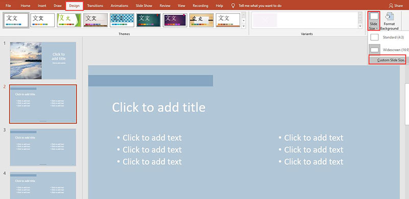 How to Add Slide Numbers in PowerPoint Custom Size
