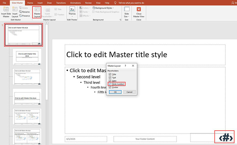 How to Add Slide Numbers in PowerPoint Master Layout