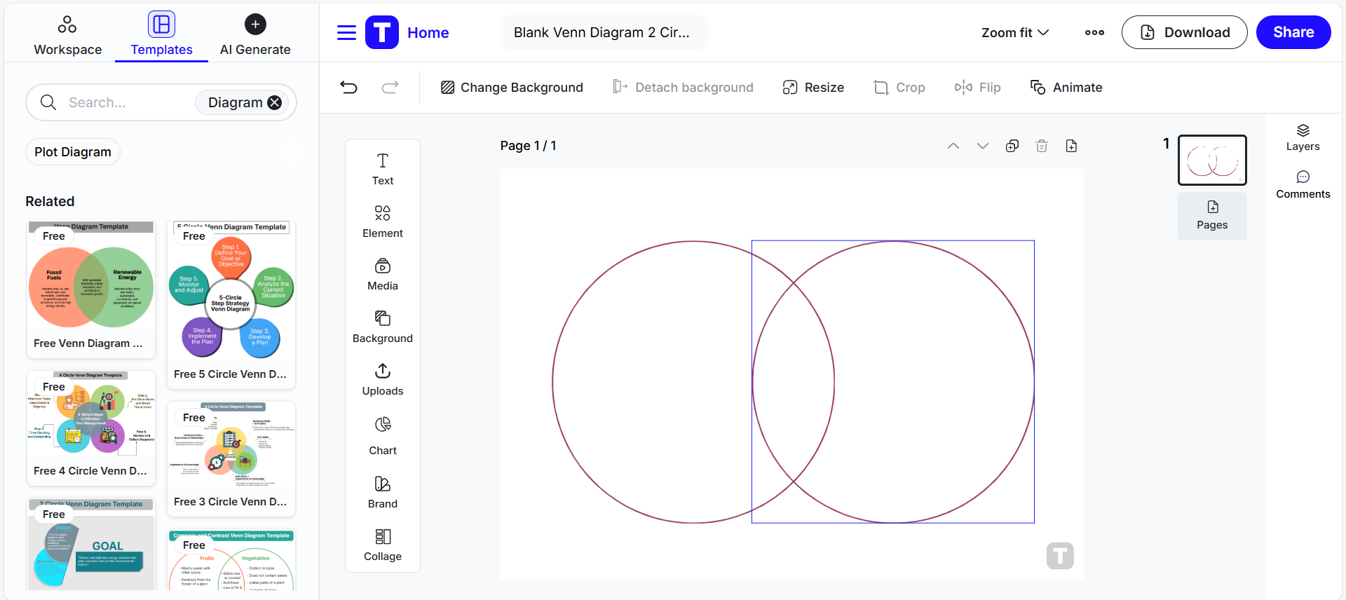 How to Make a Venn Diagram in PowerPoint from Templates - Step 1