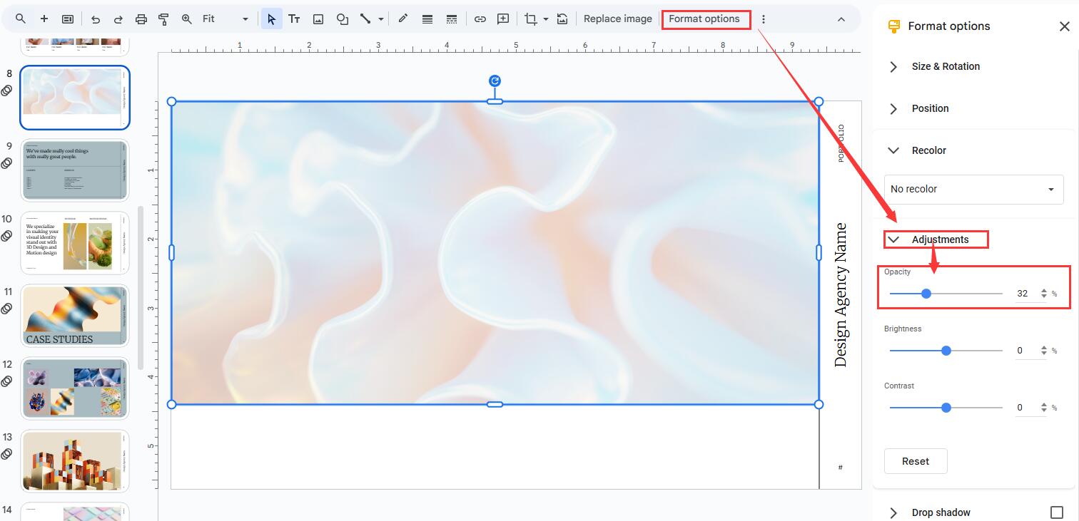 How to Change Opacity in Google Slides Image