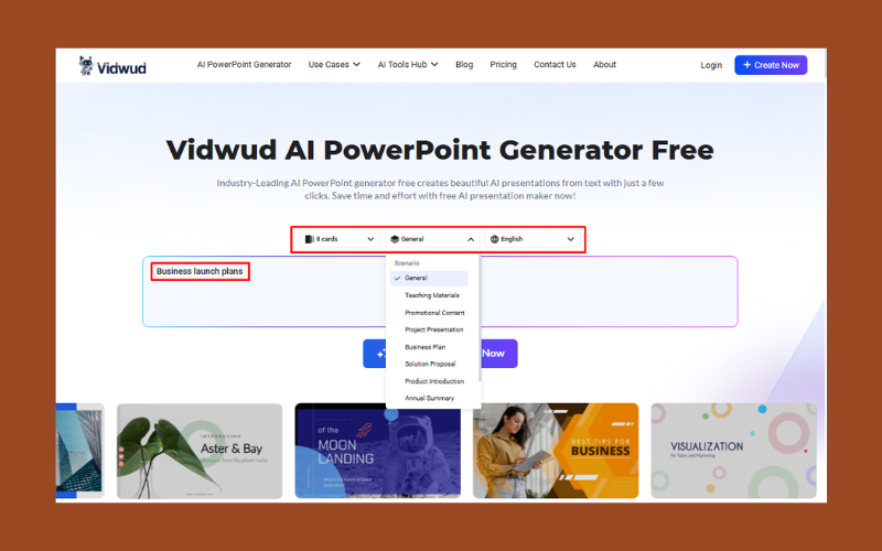 Prompt And Style in Vidwud AI PowerPoint Generator