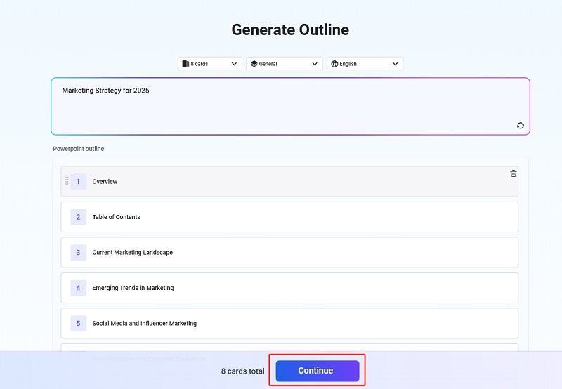 Continue Creating PPT