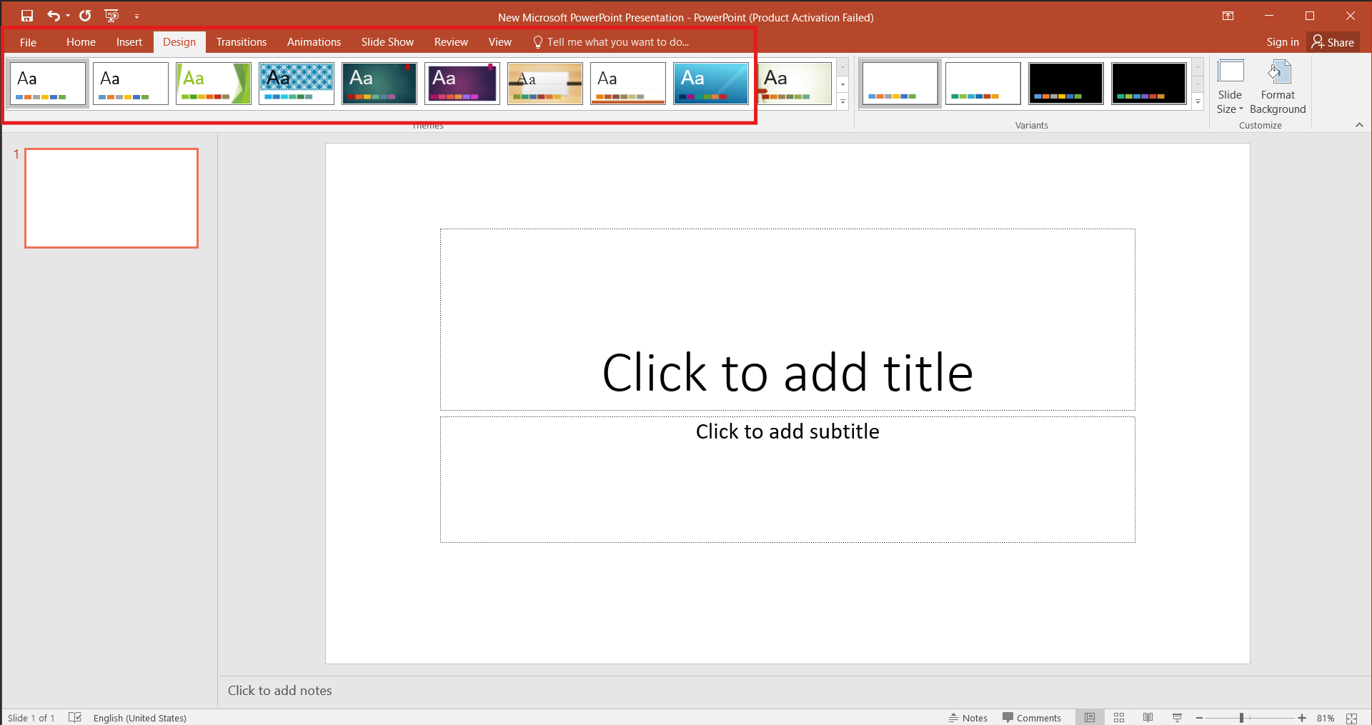 PowerPoint Design Tab