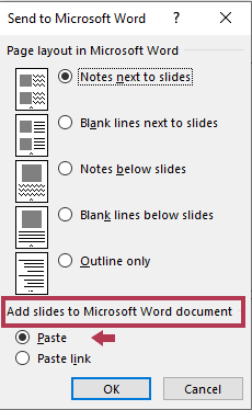 Export PowerPoint to Word