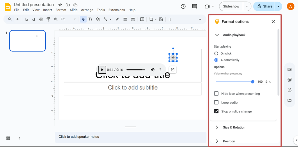 Adjust the Settings of Added Audio