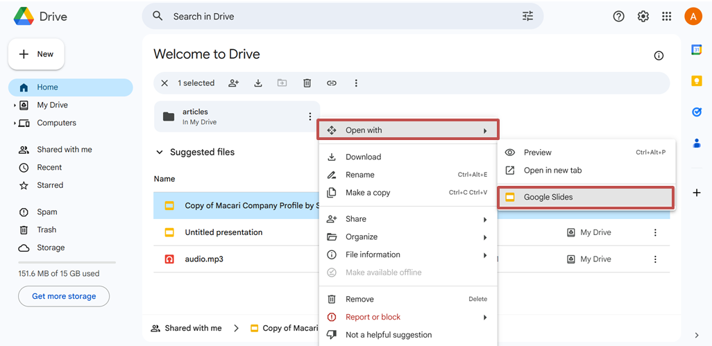 Open the PPT in Google Slides