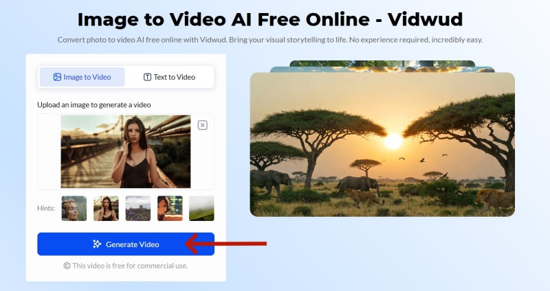 Upload Photo to Vidwud Image to Video Generator