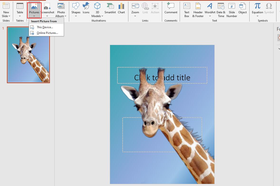 Insert Samples or Pictures for Creating Posters in PowerPoint