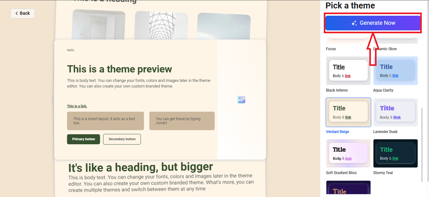 Click on the Generate Now Button