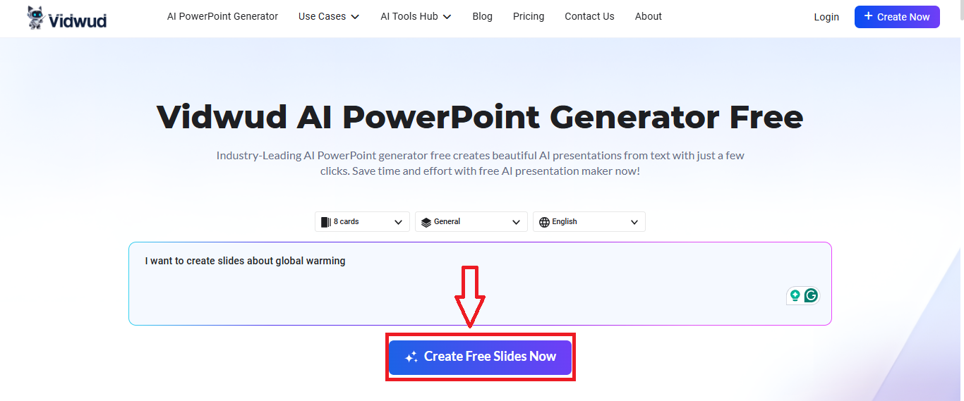 Click on Create Free Slides Now