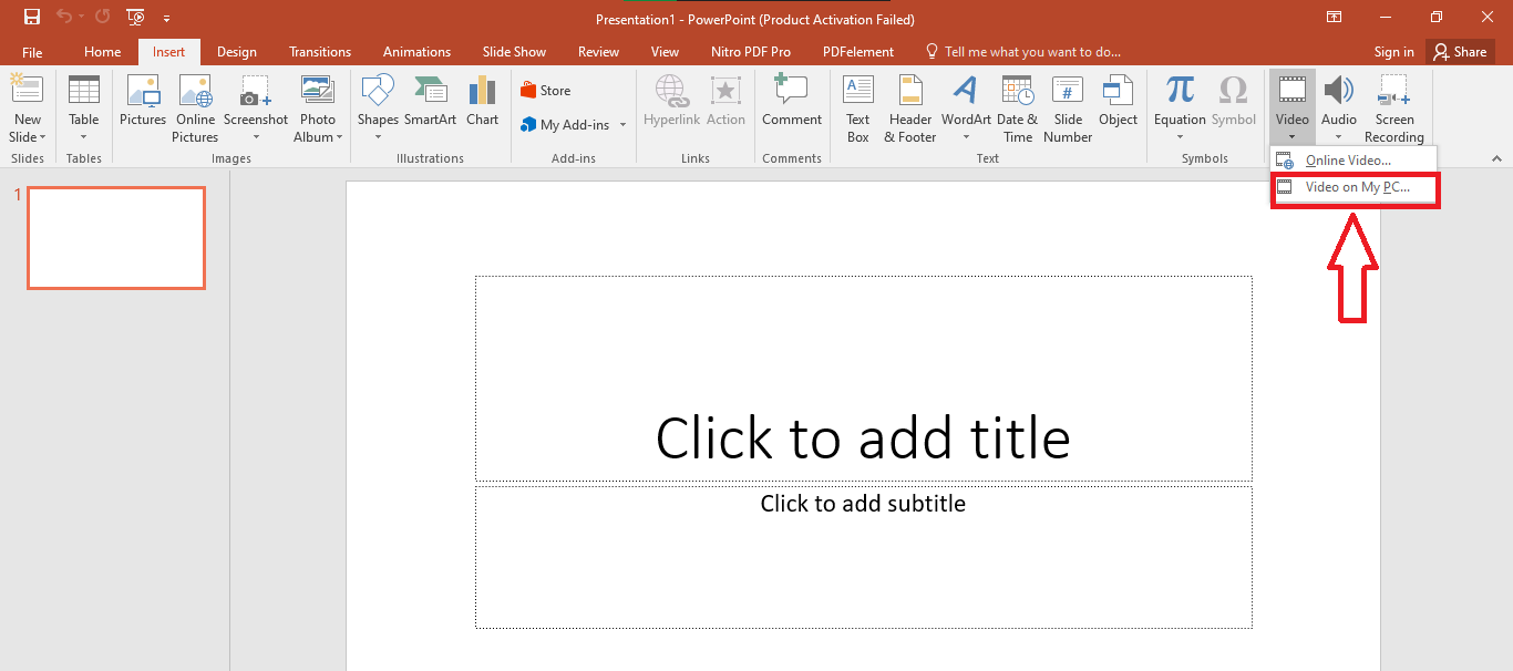Click on Video on my PC