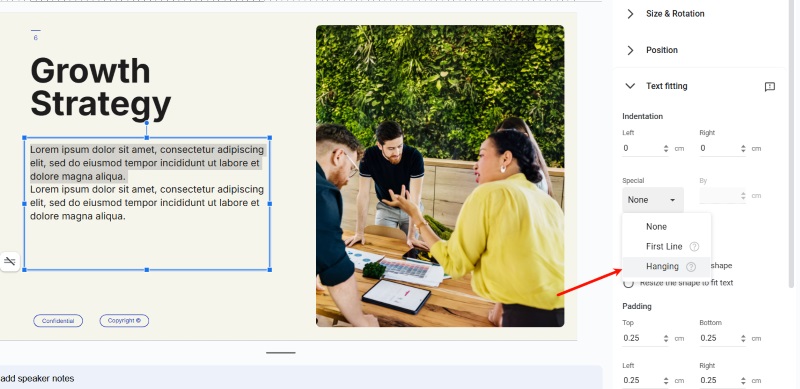 Hanging Indent Format Option 2 - Text Fitting