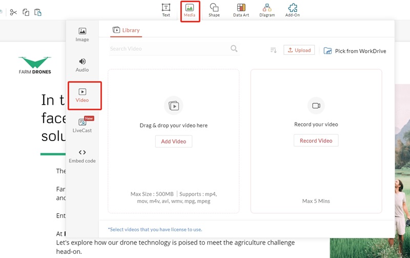 PowerPoint Video Background Upload Video Zoho