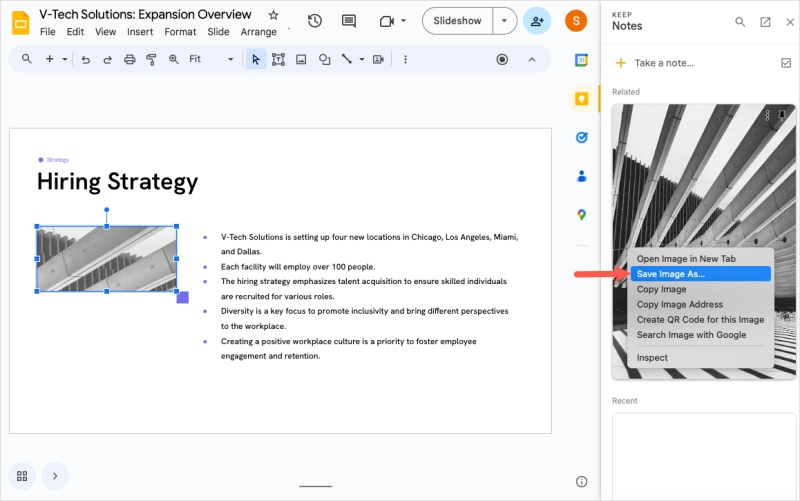 Save An Image From Google Slides Using Keep Mac