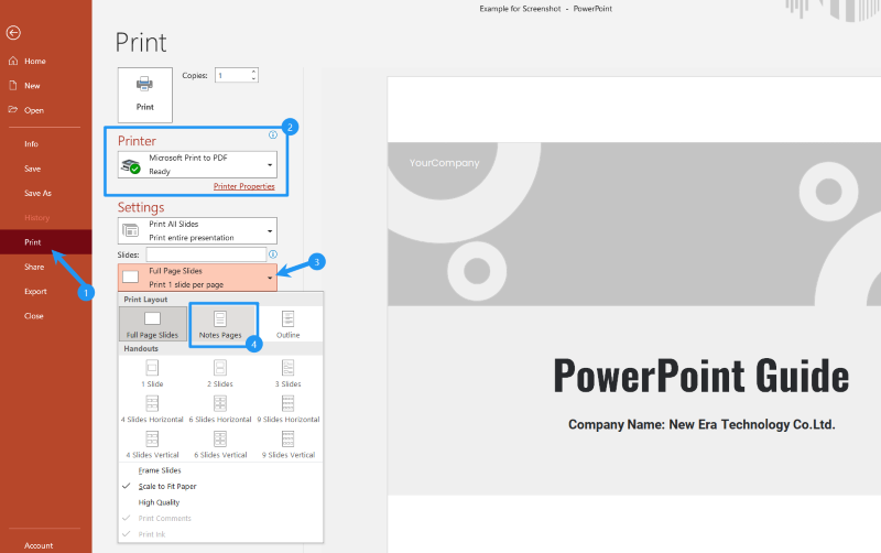 How to Print PowerPoint with Notes 2 - Notes Pages