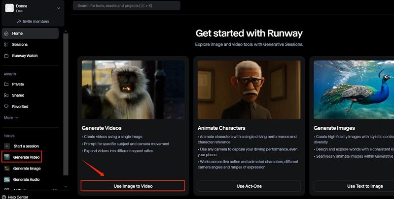 runwayの動画から生成する機能を使用