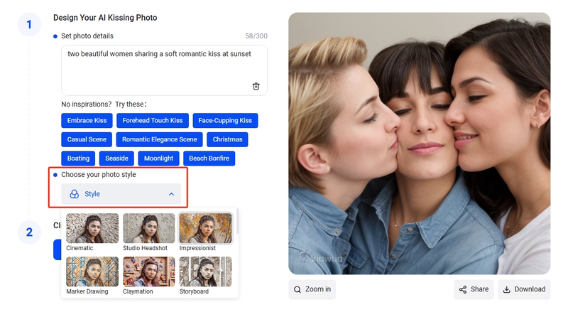 Choose Lesbian Kissing Style