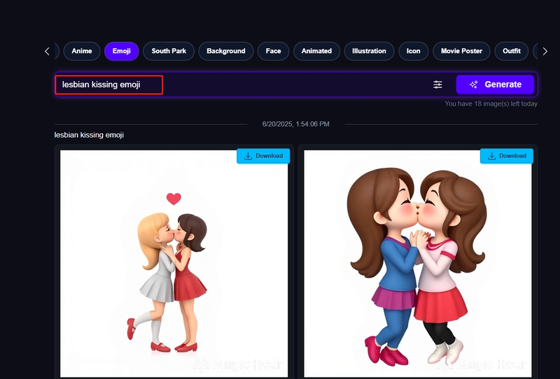Lesbian Kissing Emoji