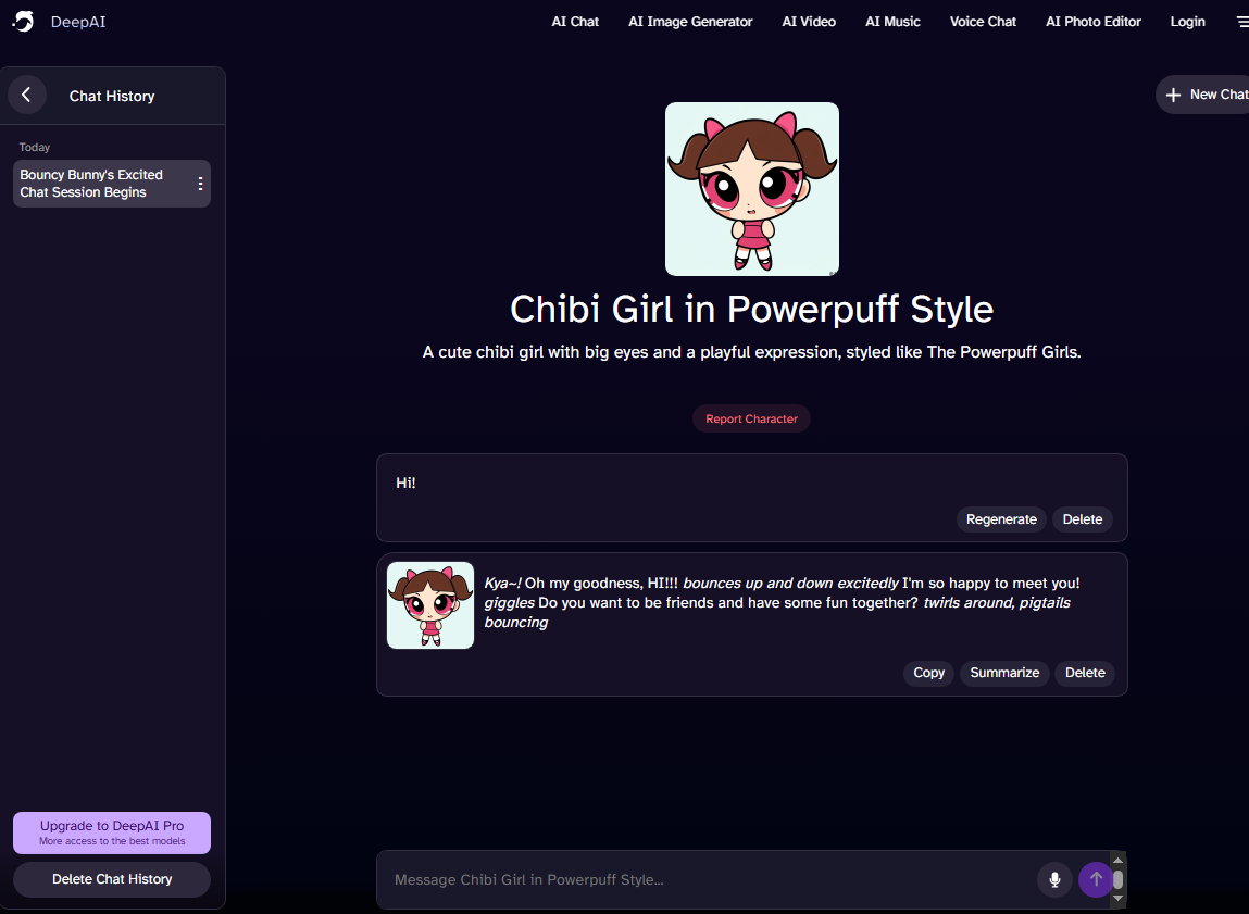 DeepAI Chibi Art Generator Talk to Chibi Character