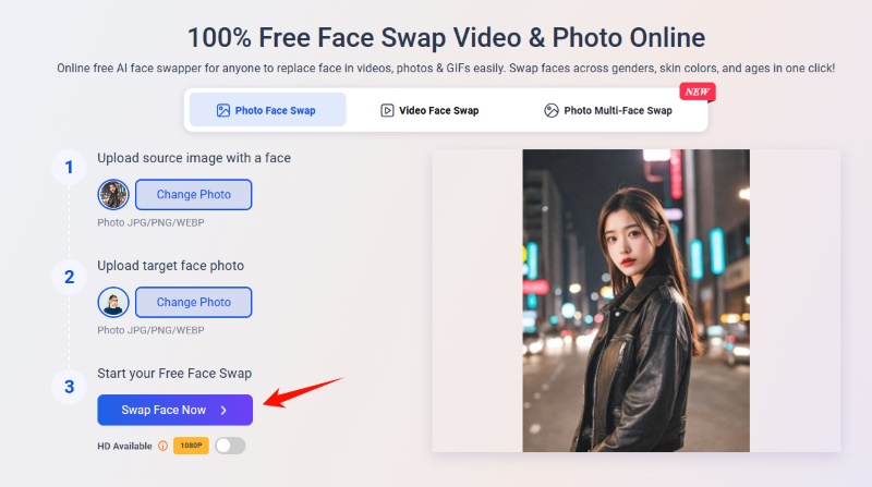 Vidwud Face Swap Steps - Generate