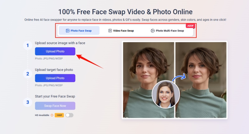 Vidwud Face Swap Steps - Mode Selection