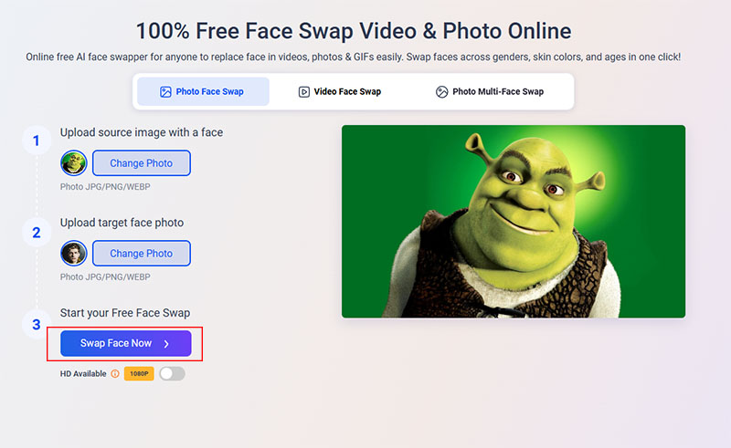 Shrek Face Swap Vidwud AI