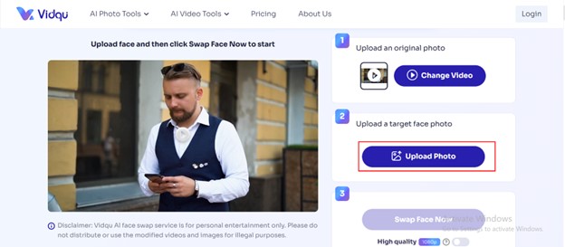Click on the Upload Photo button