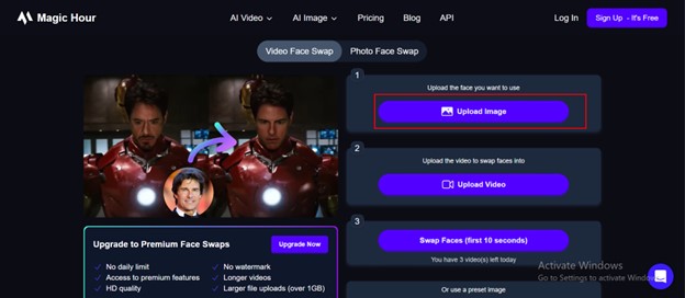 Click Upload Face Image