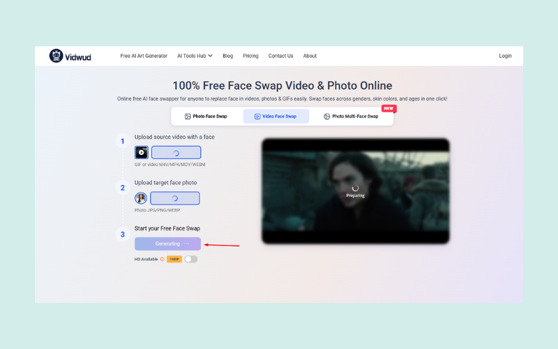 Vidwud Free Face Swap AI Swap Generate The Video