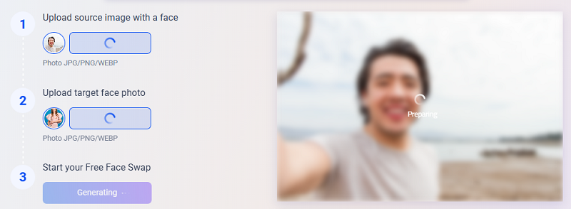 Vidwud Free Face Swap AI Upload Target Face Photo