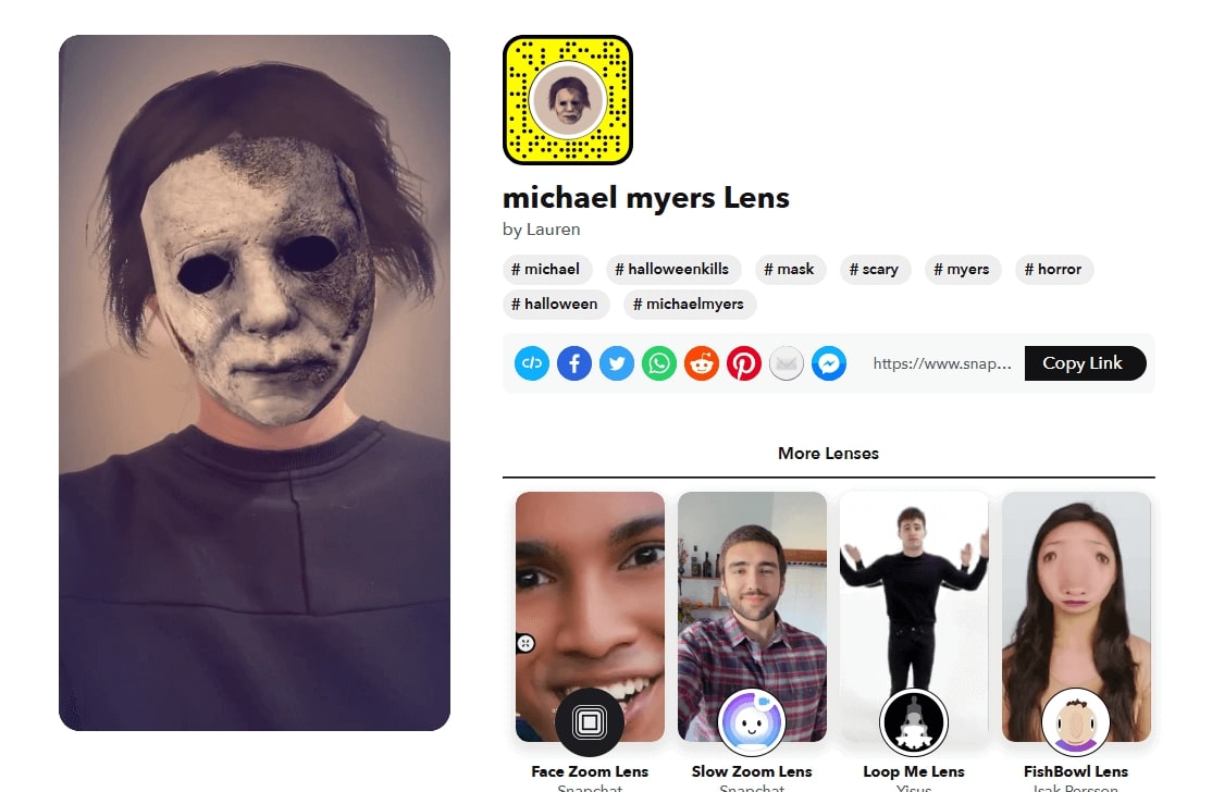 Snapchat Halloween Face Swap Michael Myers Lens