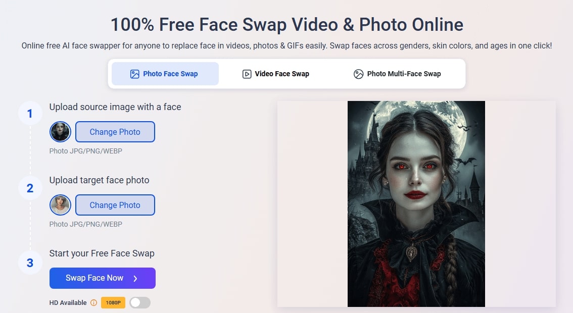 Upload Pictures to Make Halloween Face Change