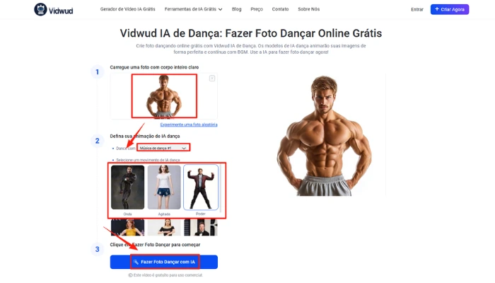 ia para fazer foto ia musculoso dancar