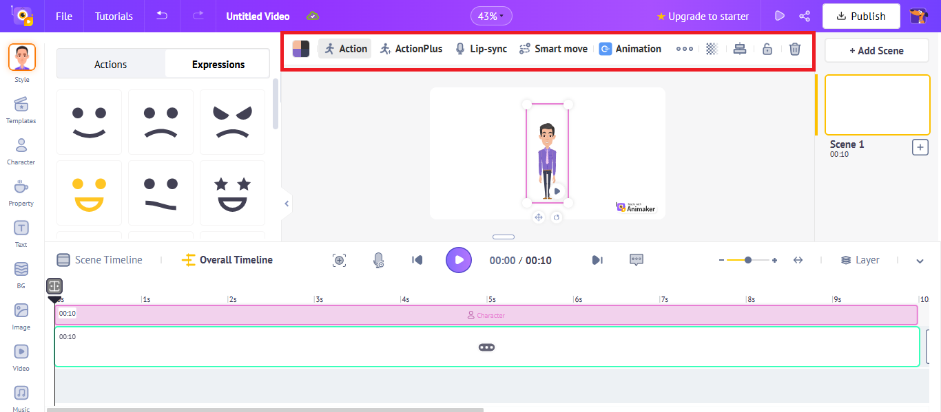 Animaker Settings Bar 3D Video Customization