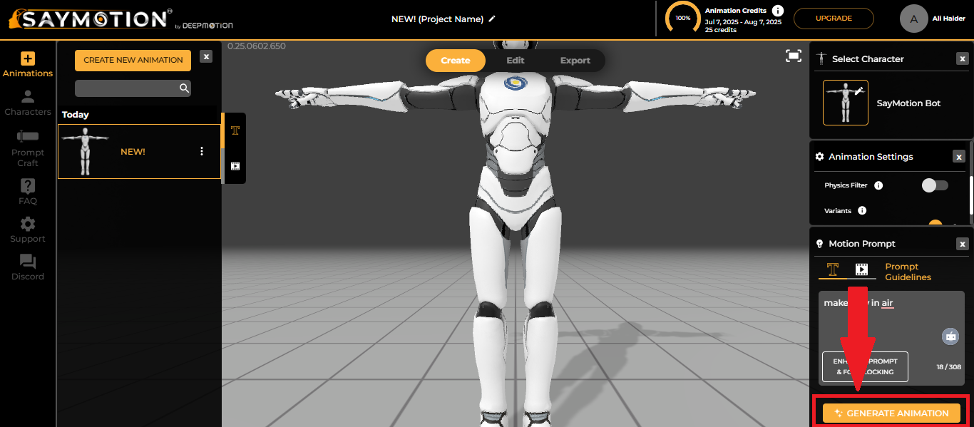 Hit “Generate Animation”