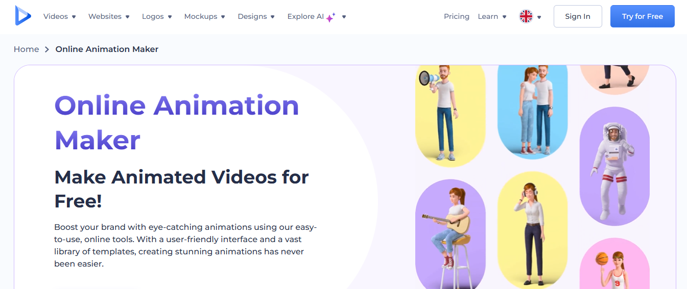Renderforest Animation Generator Interface