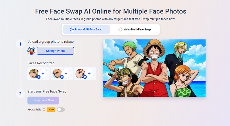 Detect Multiple Faces in One Piece Zoro Picture