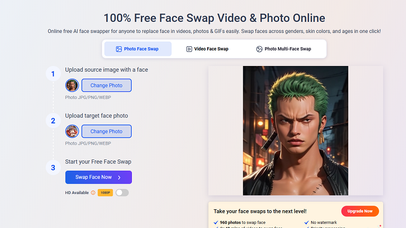 Upload a Zoro Face Photo