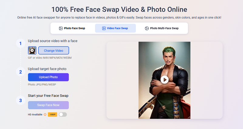 Upload a Zoro Face Video