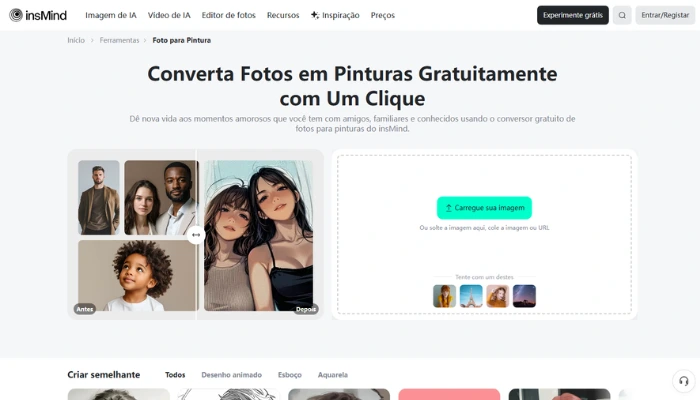 insmind para transformar foto em pintura