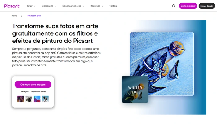 picsart para transformar foto em pintura gratis