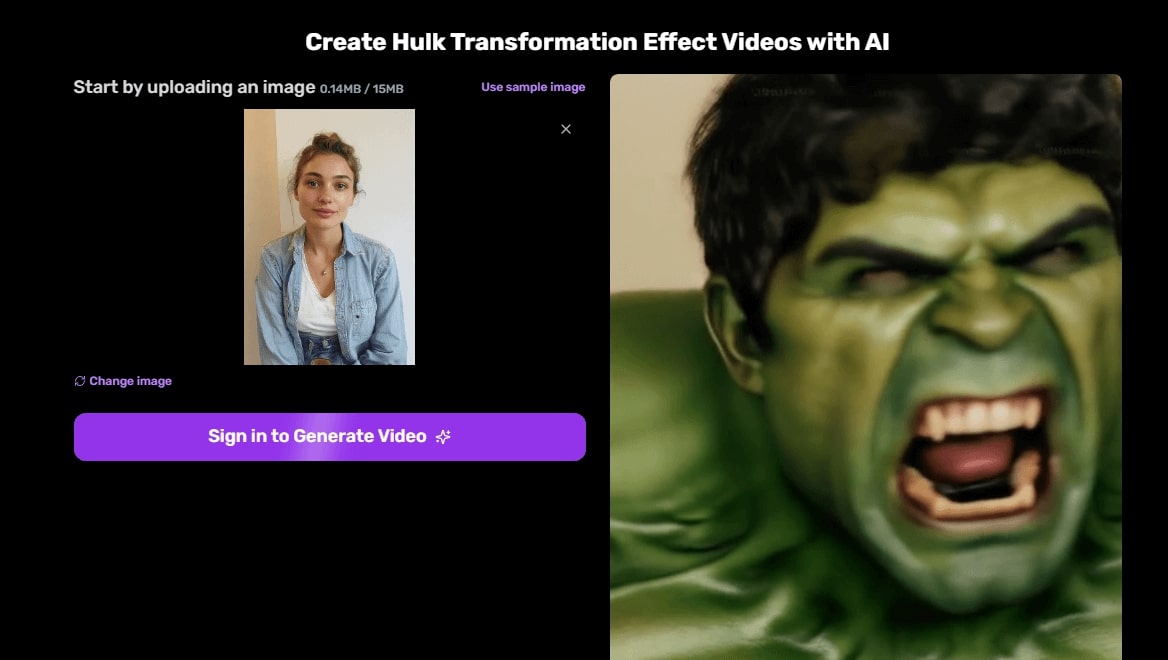 Sendfame AI She Hulk Transformation