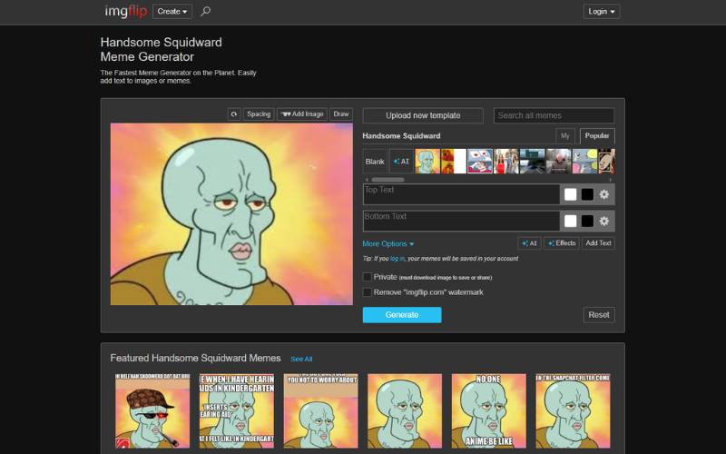 Handsome Squidward Face Swap Meme Template